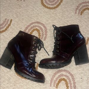 Madden Girl lace up Burgundy Ankle Boots size 7.5